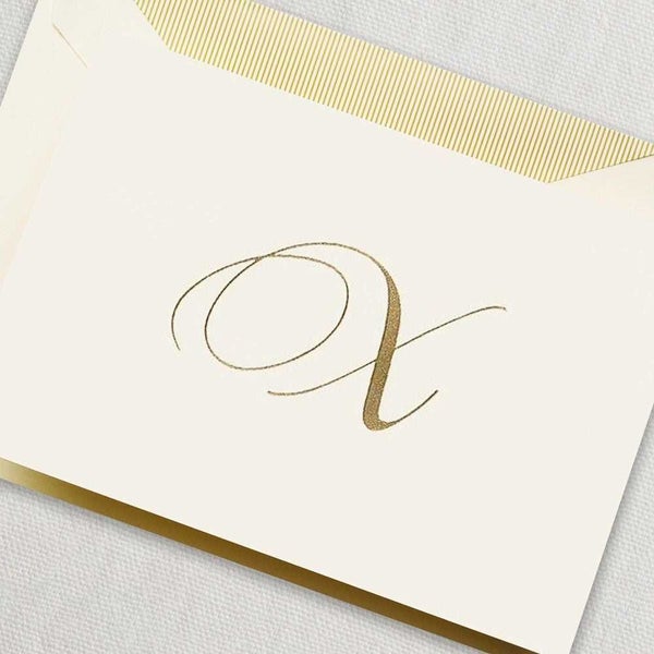Crane & Co Engraved X Initial Note Card Set 10pce Carousel 2