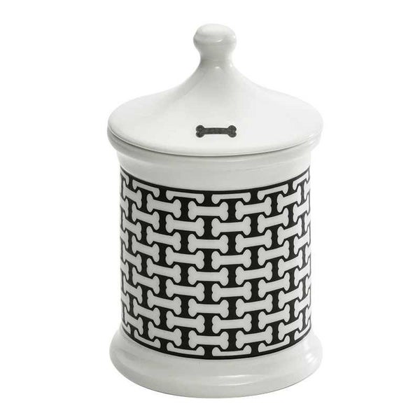 Halcyon Days Bone Trellis Treat Jar Black Small Carousel 1