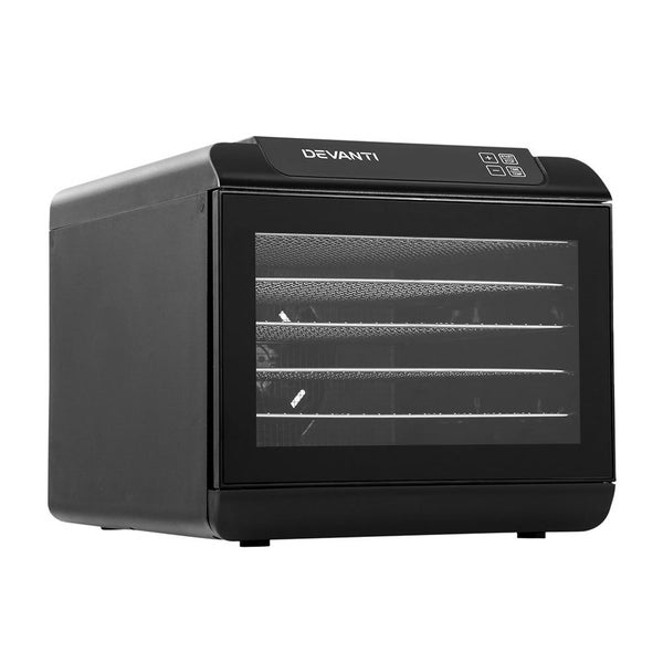 Devanti 6 Tray Food Dehydrators Commercial Beef Jerky Maker Fruit Dryer Black Carousel 1