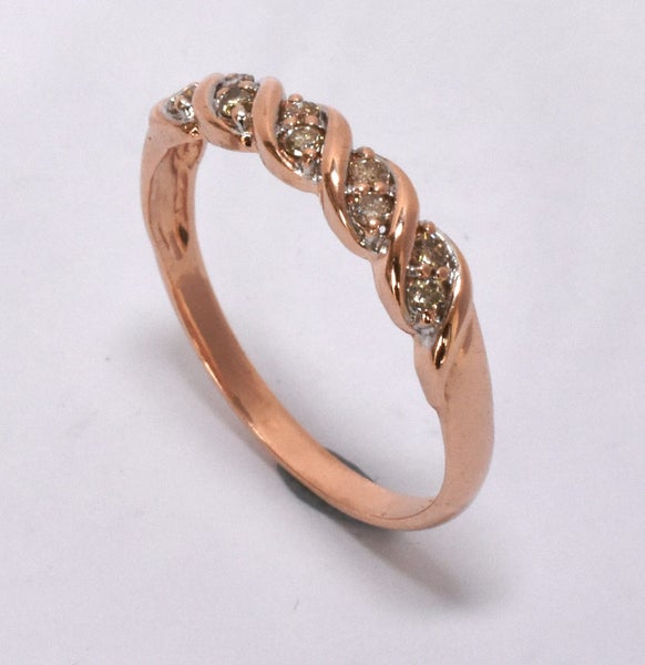 $1,100 9ct Rose Gold Diamond Wedder TCW 0.16cts!! Size O½ - 157887 Carousel 1
