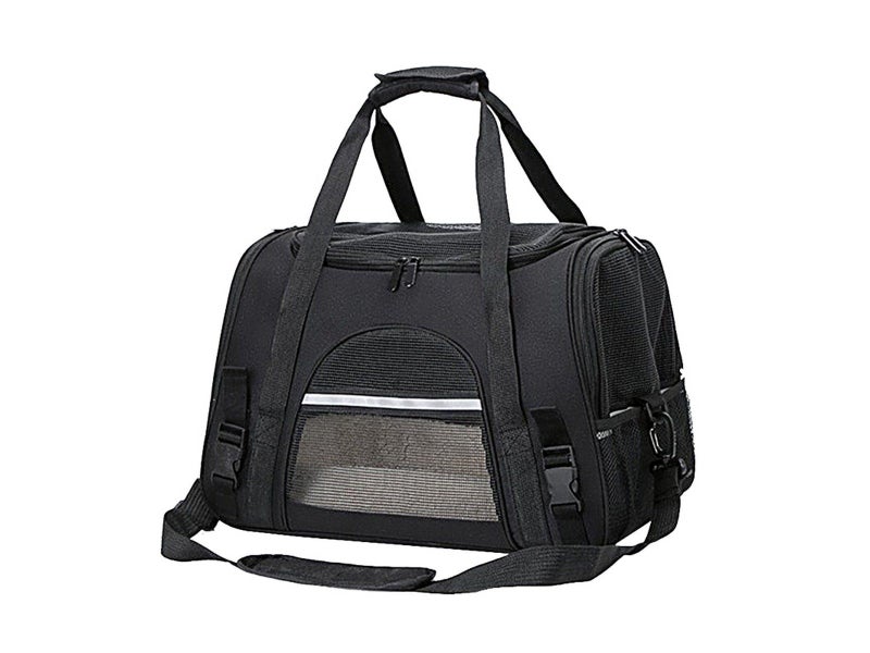 Pet Carrier Bag with Plush Mat Soft Crate Cage Shoulder Cat Dog Carry Bag Black Carousel 2