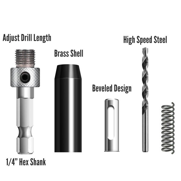 18PCS 5/64'' To 1/4" Vix Self Centring Door Hinge Core Drill Bits Set With Punch Carousel 2