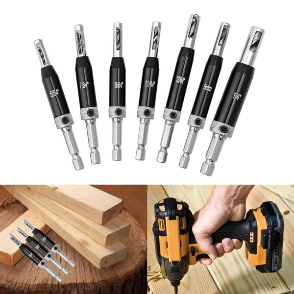18PCS 5/64'' To 1/4" Vix Self Centring Door Hinge Core Drill Bits Set With Punch Carousel 14