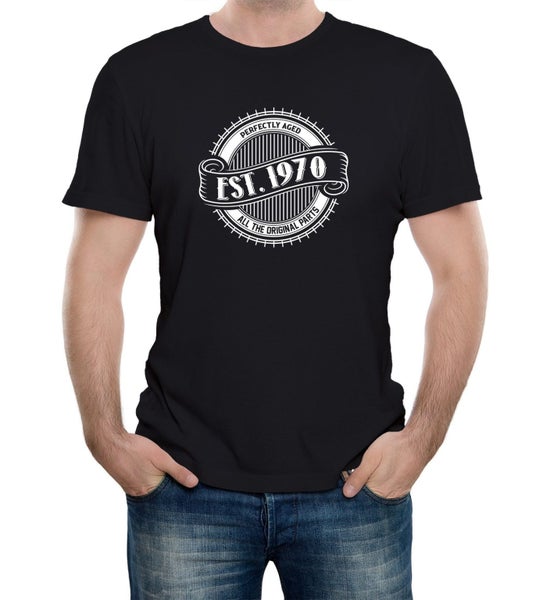 Reality Glitch EST. 1970 Birthday Celebration Mens T-Shirt Carousel 2