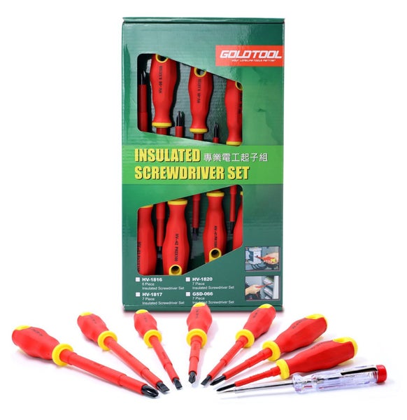 GOLDTOOL 8-Piece Electrical Insulated Screwdriver Set, Ergonomically Designed Ha Carousel 2