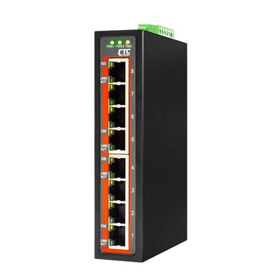 CTC UNION 8 Port Fast Ethernet Unmanaged Switch. -40C~+75C. 8x 10/100BaseT(X). Carousel 1