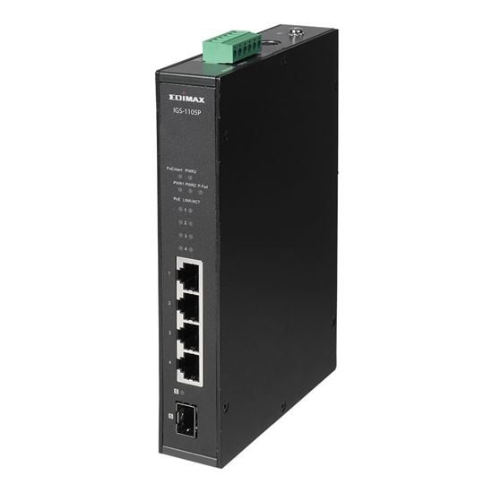 EDIMAX Industrial 5-Port Gigabit PoE+ DIN Rail Switch. 4 x Gigabit Ethernet Port Carousel 1