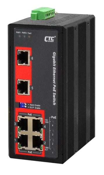 CTC UNION 6 Port Gigabit Unmanaged PoE Switch. -40C~+75C. 6x 10/100/1000Base-T Carousel 2