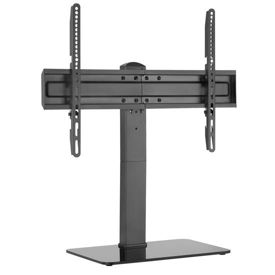 BRATECK 37-70" Universal Swivel Tabletop TV Stand with Glass Base. Swivel & Vert Carousel 1