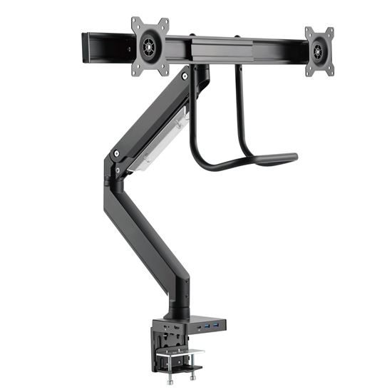 BRATECK 17"-32" Dual Monitor Gas Spring Arm with Built-in Docking Station.Quick Carousel 1