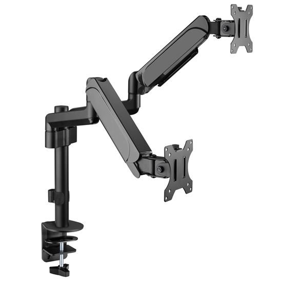 BRATECK 17"-32" Pole-Mounted Gas Spring Dual Monitor Desk Mount Bracket with Det Carousel 1