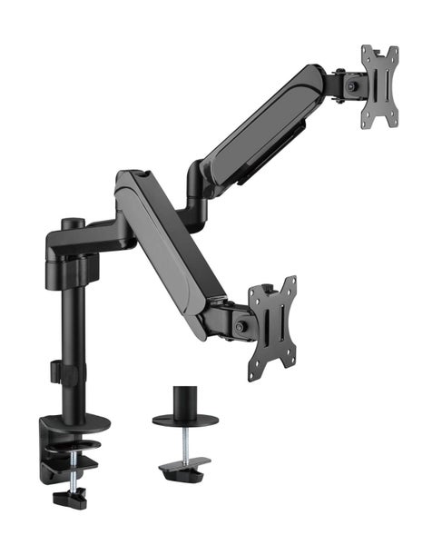 BRATECK 17"-32" Pole-Mounted Gas Spring Dual Monitor Desk Mount Bracket with Det Carousel 2