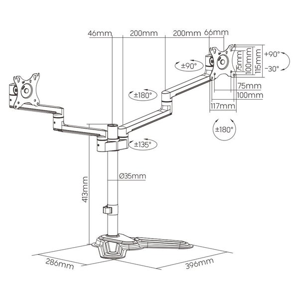 BRATECK 17"-32" Dual Arm Premium Articulating Monitor Stand. Arm Extension 447m Carousel 7
