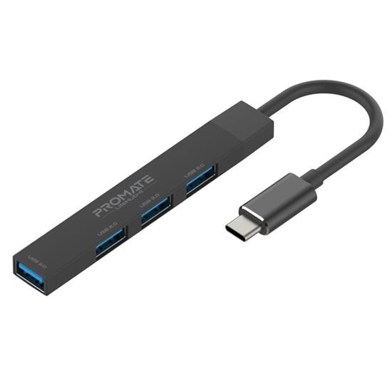 PROMATE 4-in-1 Ultra-Slim Multi Port Hub. Includes USB-C & USB-A Adapter. 4x USB Carousel 1