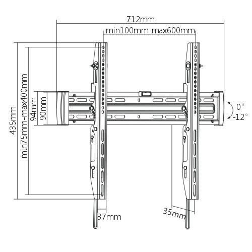 BRATECK 40-70'' Tilt wall bracket. Max load: 50kg. VESA support up to: 600x400. Carousel 3