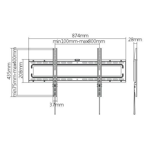 BRATECK 37"-80" Fixed Wall Mount TV Bracket. Max load: 50Kgs. VESA support up to Carousel 2