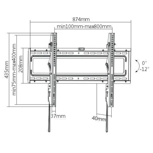 BRATECK 37-80'' Tilt TV wall mount bracket. Max Load: 50Kgs. VESA support up to: Carousel 2