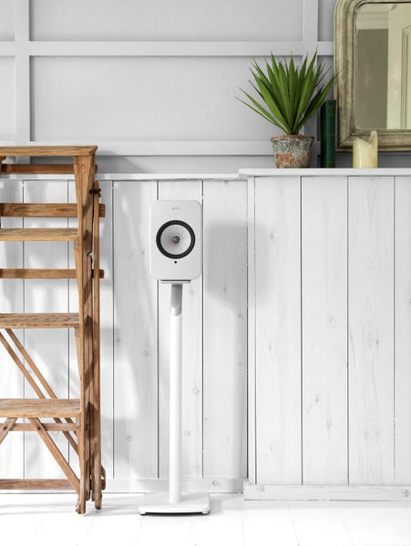 KEF LSX Floor Stand White Aluminium Construction, Fillable Pillar, Adjustable Fe Carousel 2