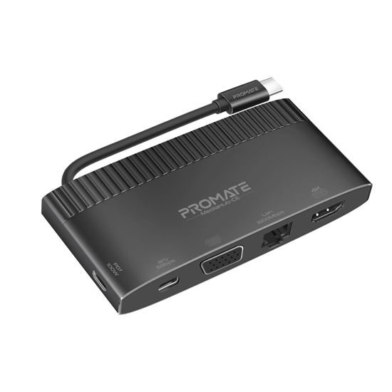 PROMATE 6-in-1 USB Multi Port Hub with USB-C Connector. Includes USB-C, USB-A, H Carousel 1