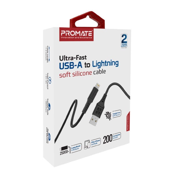 PROMATE 2m USB-A to Lightning Data & Charge Cable. Data Transfer Rate 480Mbps. T Carousel 4