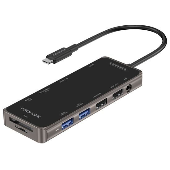 PROMATE 11-in-1 USB Multi-Port Hub with USB-C Connector. Includes 100W PD, Dual Carousel 1