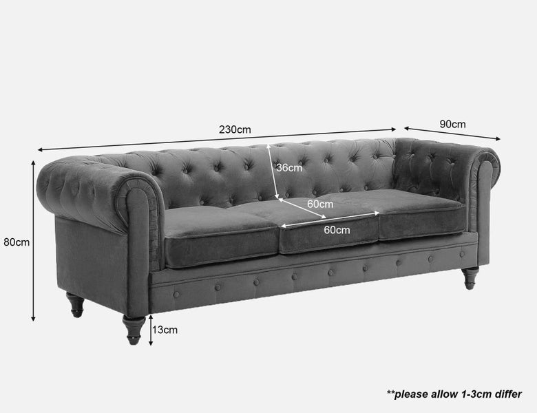 Chesterfield Velvet Sofa 3 Seater Green62866851234563113