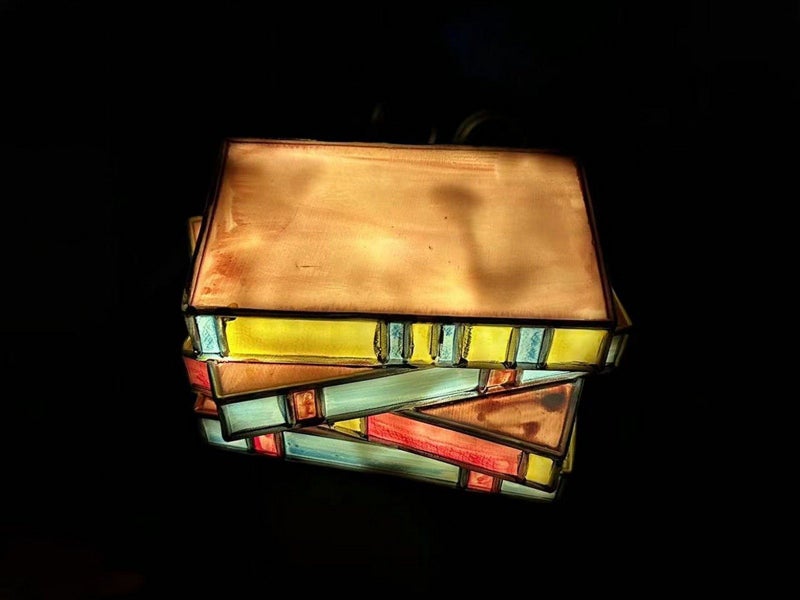 Stained Resin Stacked Books Lamp Vintage Desk Lamp Carousel 6
