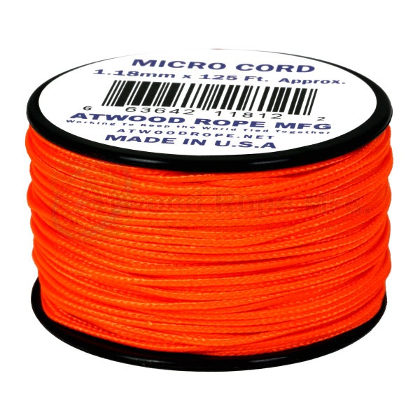 Atwood Micro Cord - Neon Orange - 1.18mm - USA Made Carousel 1