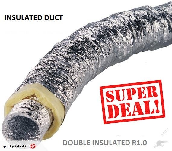 INSULATED DUCT 200MM-FLEXIBLE DUCT 10M~SPECIAL R1.0 SUPER THICK Carousel 1