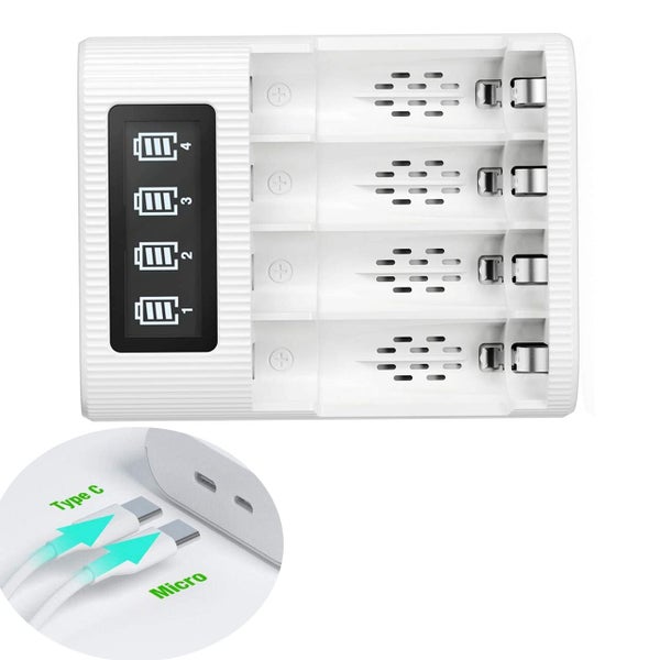 EBL 4Slots LCD Smart Charger for AA AAA NIMH NICD Rechargeable Battery -USB Port63864203518083110