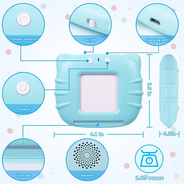 Blue-Bilingual English Spanish Flash Cards for Toddlers, Audible Toys Lear Carousel 2