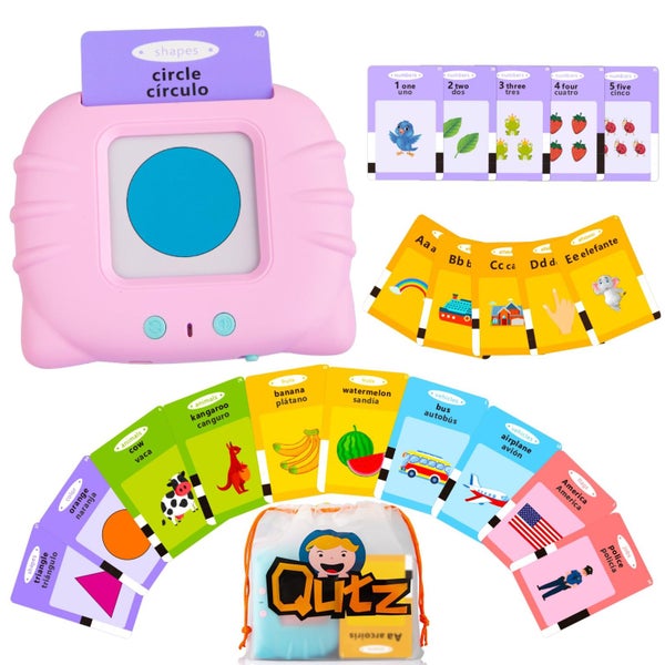 Pink-Bilingual English Spanish Flash Cards for Toddlers Audible Toys Carousel 1