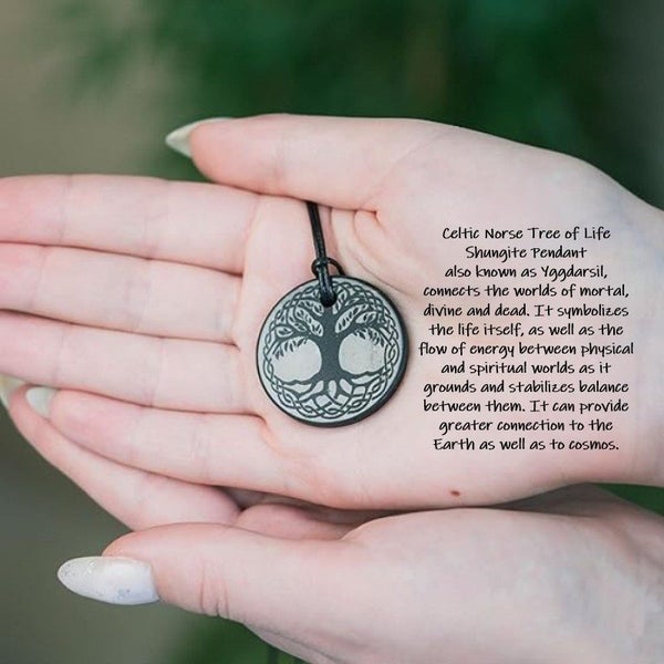 GENUINE SHUNGITE PENDANTS - TREE OF LIFE, FLOWER OF LIFE, VIKING WOLF FENRIR62950955050113113