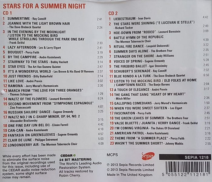 STARS FOR A SUMMER NIGHT top selling 1961 two LP [cd's] packed with classics! Carousel 4