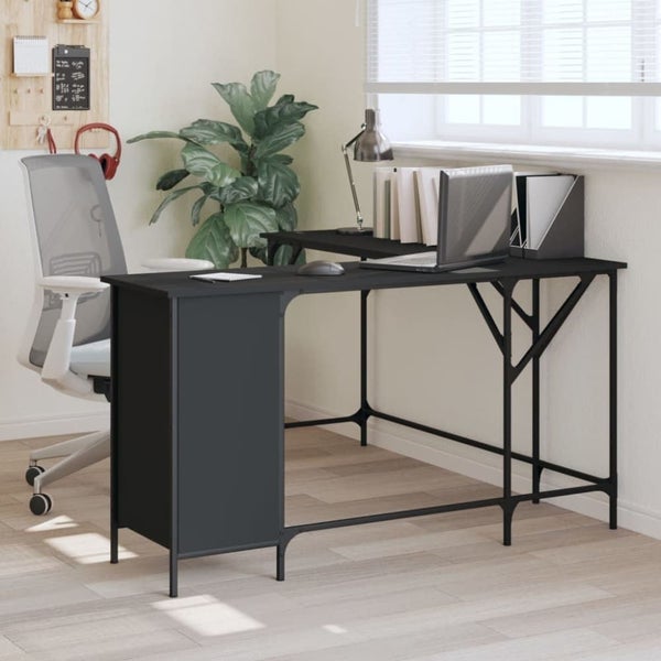 Desk Black 141x141x75 Cm Engineered Wood Ntipki Carousel 1