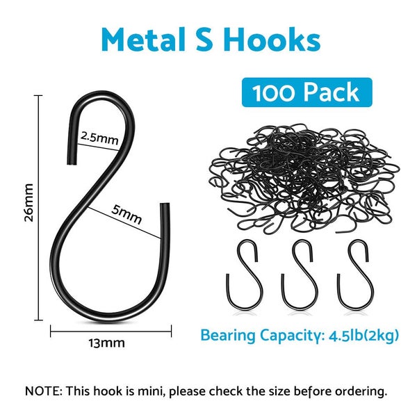 S Shaped Hooks Small Metal for Hanging Plants Mini Ornament Hooks Black Hangers Carousel 7