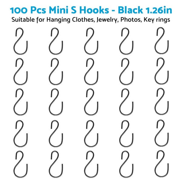 S Shaped Hooks Small Metal for Hanging Plants Mini Ornament Hooks Black Hangers Carousel 1