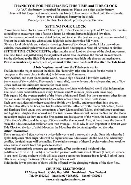 Time & TIDE CLOCK NZ 205mm Rarity & Hansen. FREE battery. Wallmounted Carousel 4