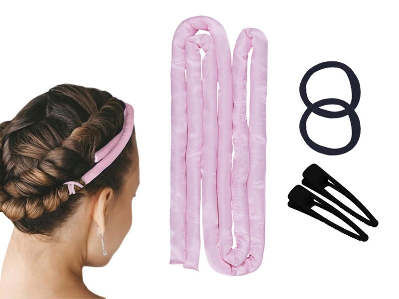 1.6M Heatless Hair Curling Rod Set Long Hair No Heat Curls Headband - Pink Carousel 1
