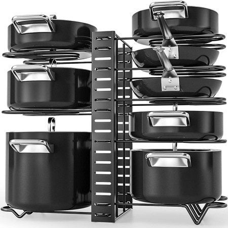 Pots and Pans Organizer for Cabinet, 8 Tier Pot Rack with 3 DIY Methods, Adjusta Carousel 1