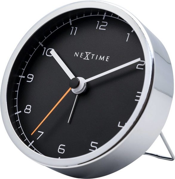 NeXtime 9cm Company Metal Analogue Alarm Clock Round Office Decor Quartz Black Carousel 1