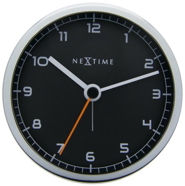 NeXtime 9cm Company Metal Analogue Alarm Clock Round Office Decor Quartz Black Carousel 2