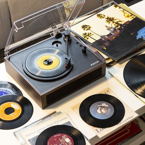 Record Player with Record Storage Case Dark Wood Carousel 18
