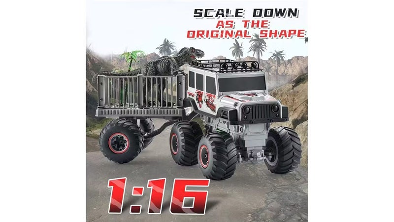Large Wheeled Off Road RC Truck with Trailer (Including T-REX Dino & Tree) Carousel 4