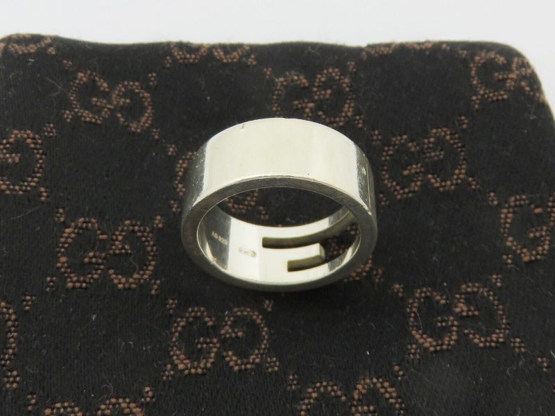 GUCCI Sterling Silver Stencil G Logo Ring Size 6.25 Carousel 2