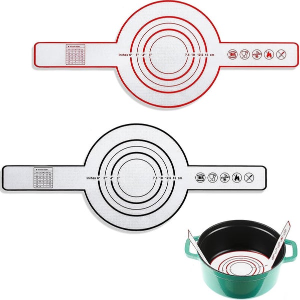 2 Pieces Silicone Baking Mat For Dutch Oven Bread Baking Black And Red Carousel 1