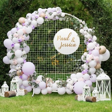 Wedding Party Round Hoop Arch Mesh Backdrop Stand Flowers Decoration Carousel 1