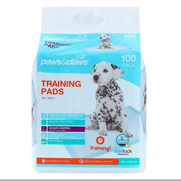 100pc Paws & Claws Odour Control Absorbent Pet Cat Dog Toilet Training Pads Mat Carousel 2