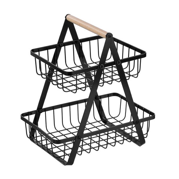 Boxsweden Black Wire 2 Tier Kitchen Bench Top Stand Storage Rack 27 x 18 x 29cm Carousel 1