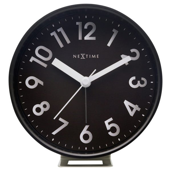 NeXtime Reflect Plastic 12.5x13cm Analogue Desk Alarm Clock w Night Light Black Carousel 1